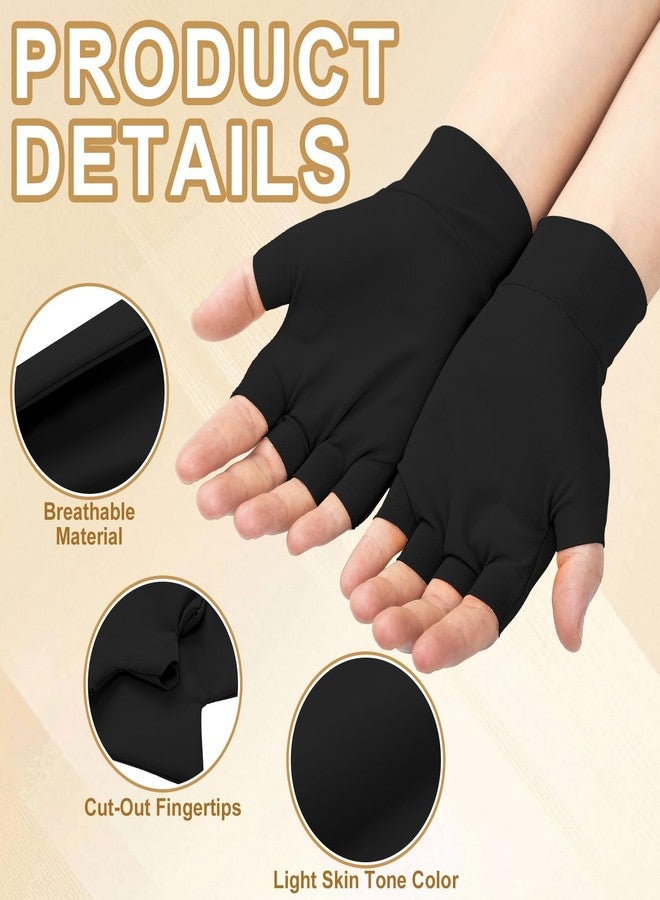 Yearntown 3 Pairs Elderly Skin Thin Protector Gloves Tone Fingerless Gloves Bruise Abrasion Protective to Cover Bruising(M,Black) - Image 3